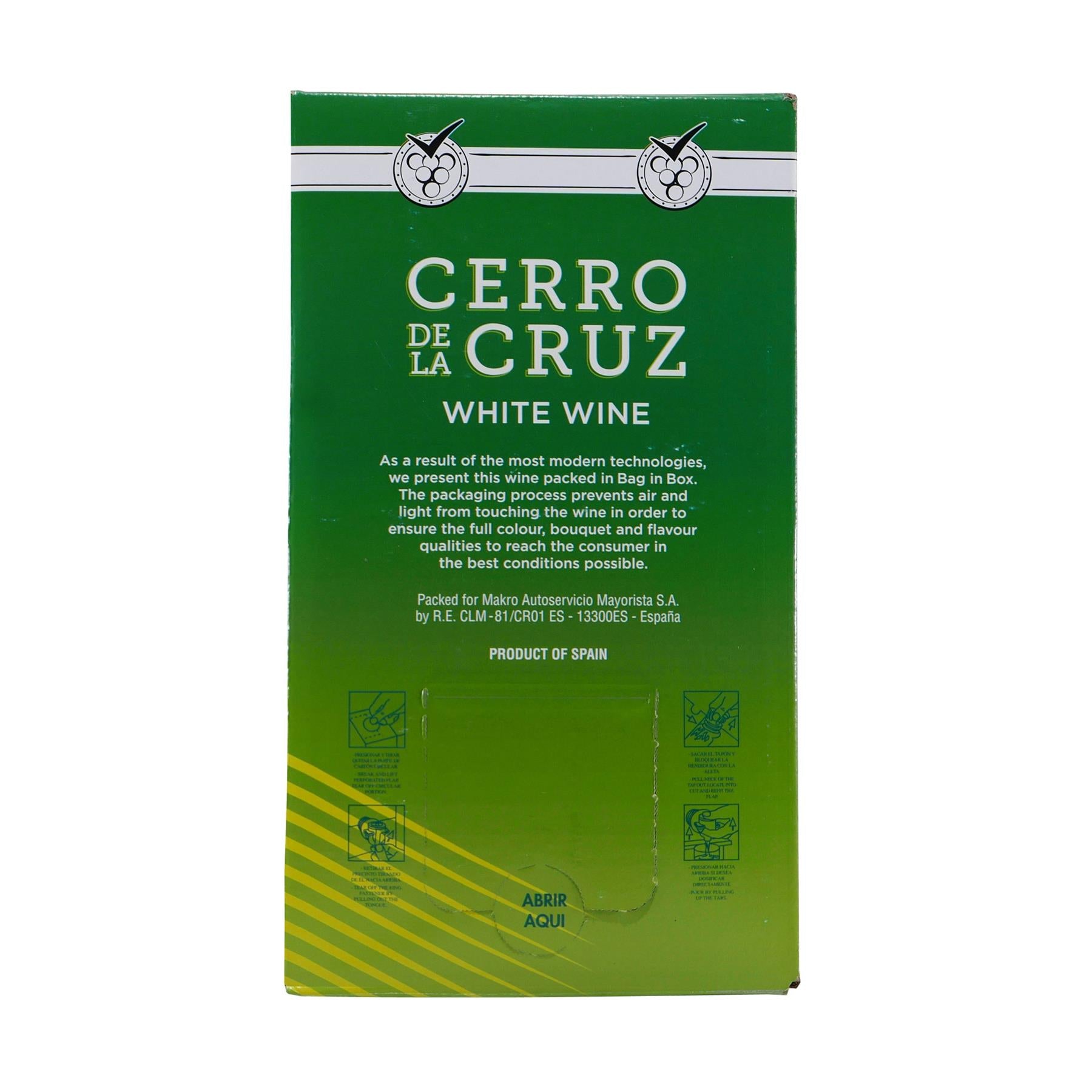 Cerro de la Cruz Vino Blanco Spanien Weißwein trocken 10L BIB