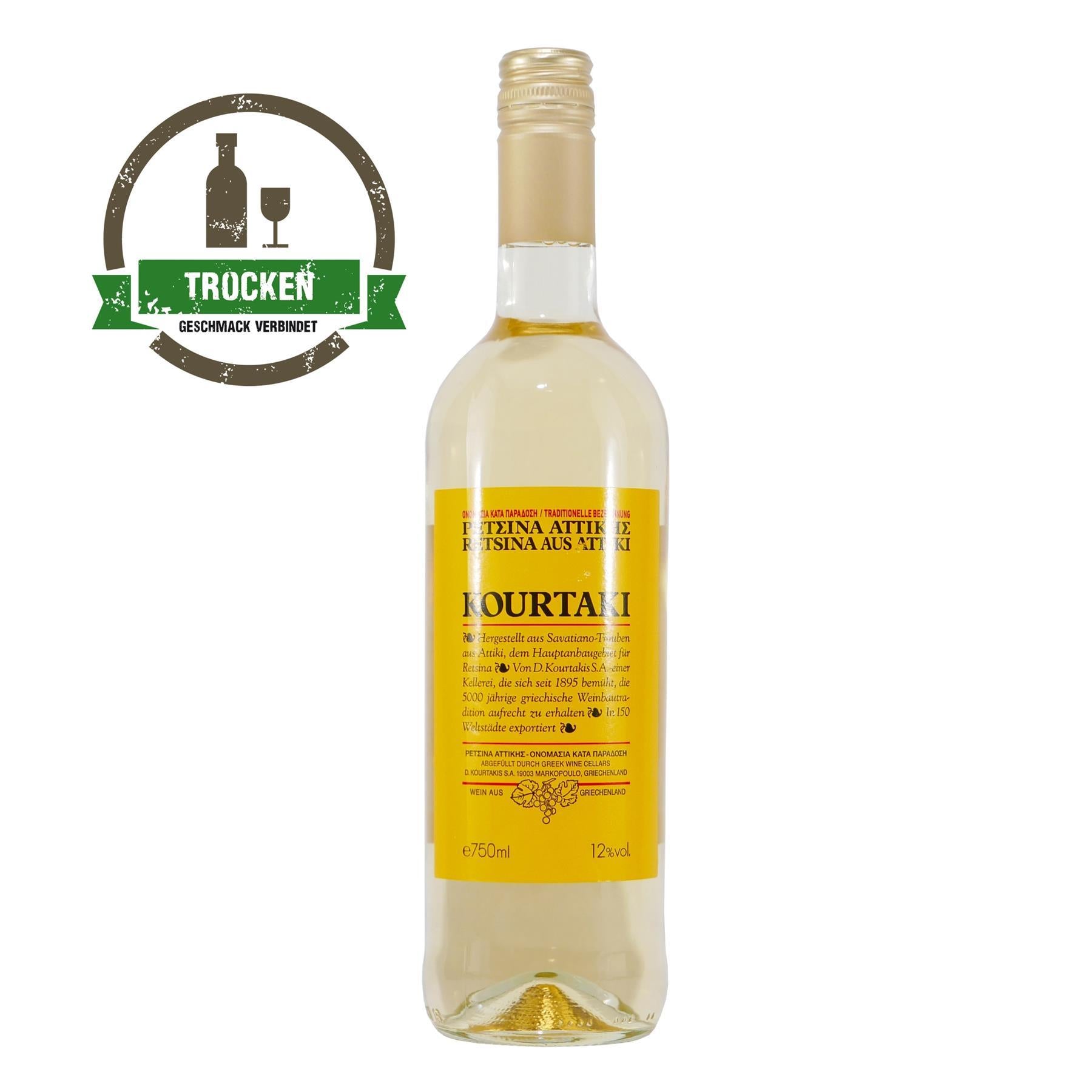 Griechischer Weißwein Kourtaki (6x0,75L) -trocken- Retsina