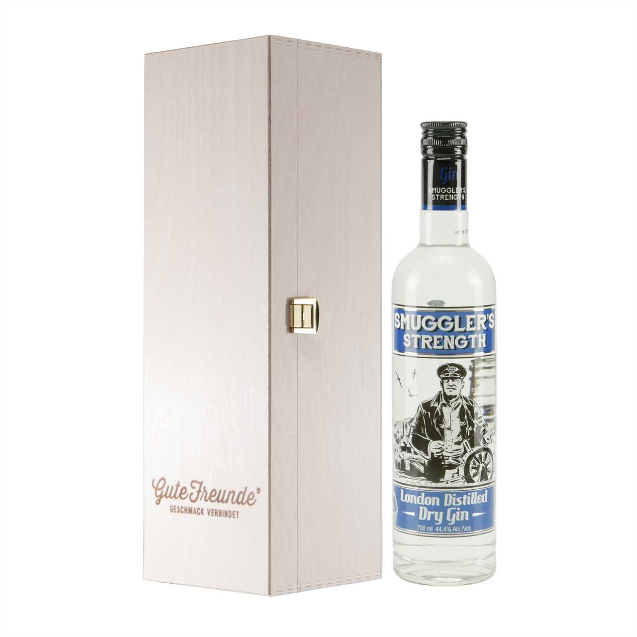 Smugglers Strength London Dry Gin mit Geschenk-Holzkiste