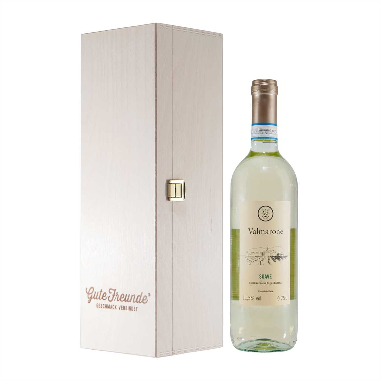 Valmarone Soave DOC Weißwein mit Geschenk-Holzkiste