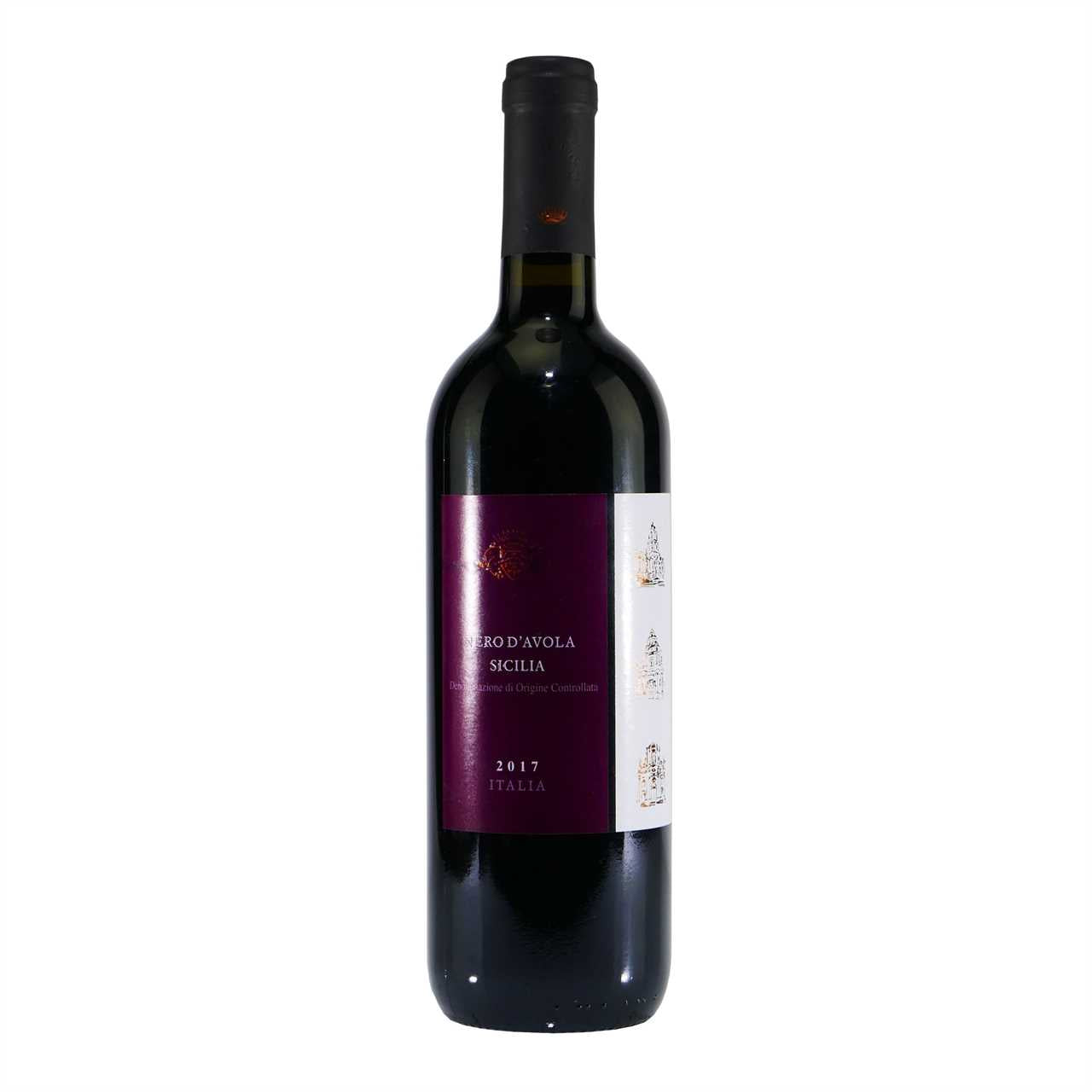 Nero d'Avola DOC Rotwein Sizilien -trocken mit Geschenk-Holzkiste