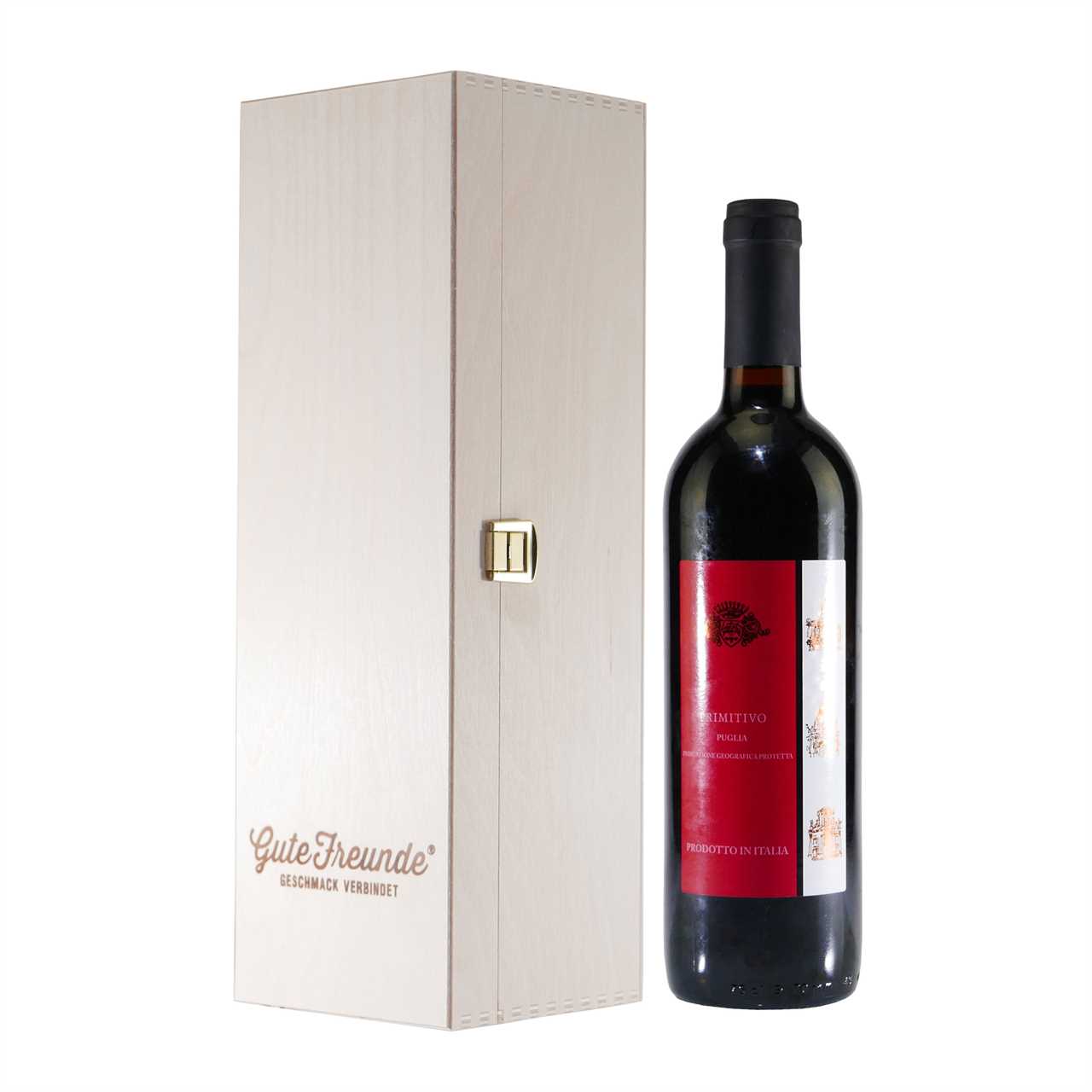 Primitivo Puglia IGP Rotwein mit Geschenk-Holzkiste